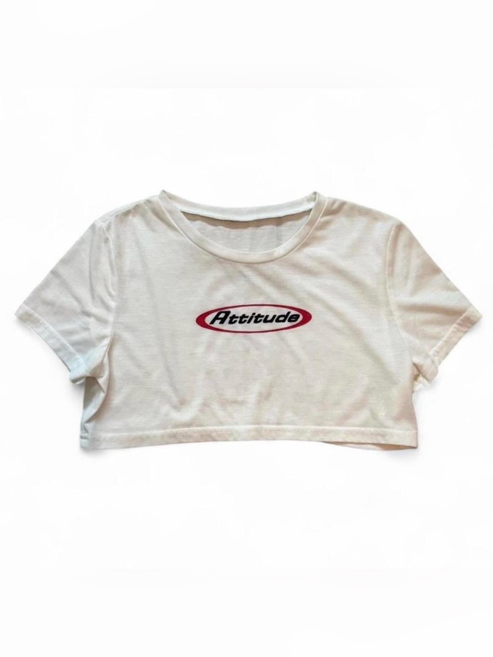 White & Red Attitude Crop Top